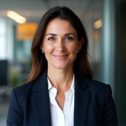 Γυναίκα με επαγγελματικό ντύσιμο χαμογελά, Πρόσωπο της Ελένης Γεωργίου